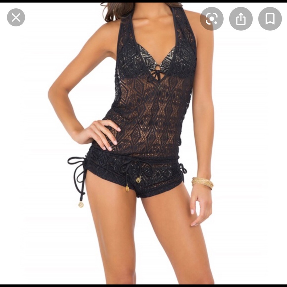 Luli fama T back lace romper